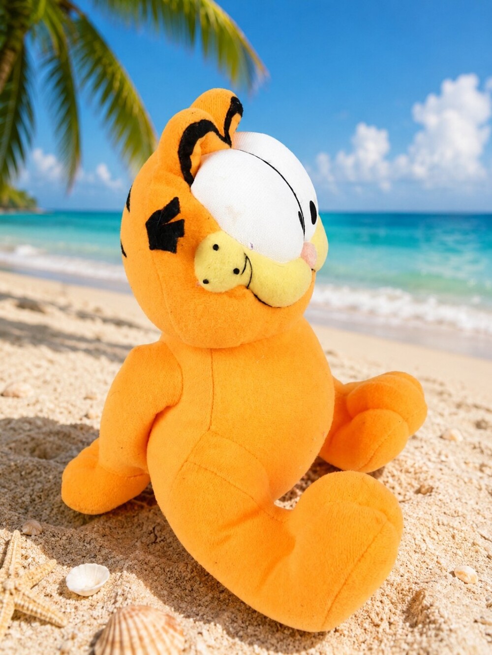 🛍Vintage Garfield Play-By-Play Sitting Laid Back On Paws 8" Plush